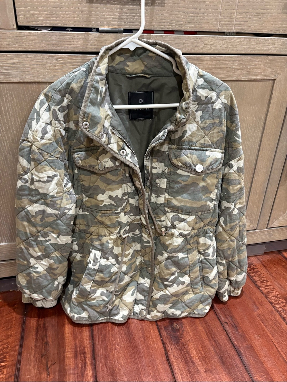 bagatelle Green and Tan Camo Quilted Jacket